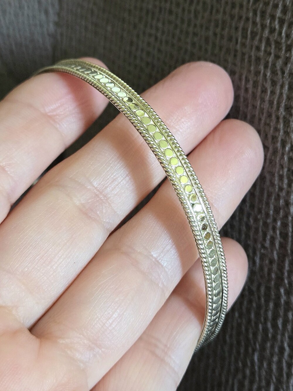 Anna Beck Thin Bangle Bracelet - Silver🤍 With Gold💛 Dots••• - Picture 3 of 16